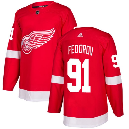 Adidas Men Detroit Red Wings #91 Sergei Fedorov Red Home Authentic Stitched NHL Jersey